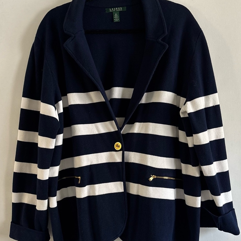 Ralph Lauren Black and White Striped Blazer